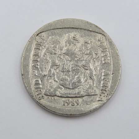 Two Rand - 1989 South Africa R2 with extra piece of metal reverse was ...