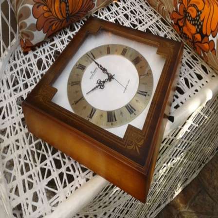 Rare Mid Century Vintage Aichi Tokei Aichron S Wooden Transistor Wall Clock  Retro Japan