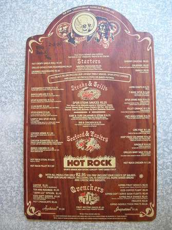 Advertising - Old Spur Steak Ranches Menu 