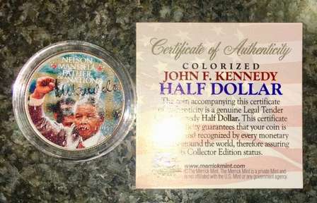The Americas - NELSON MANDELA COLORIZED HALF DOLLAR JFK WITH ...