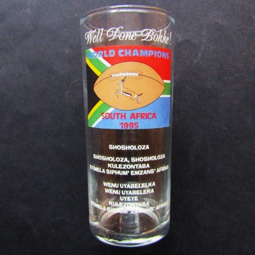 Sporting Memorabilia 1995 South Africa World Champions Rugby Glass