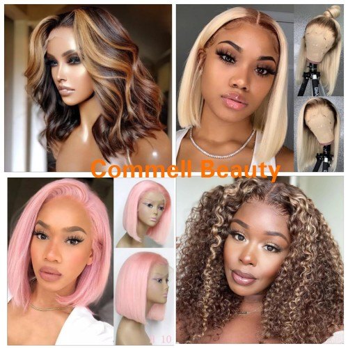 Wigs Ear to ear peruvian Hair Wig 13x4 lace Frontal Black 12 inch Bob