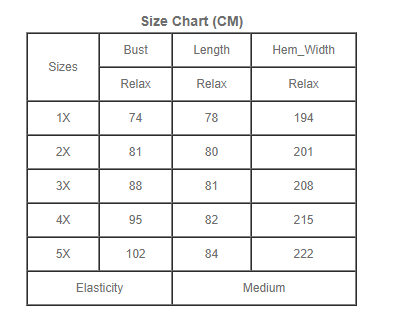 Bare Necessities Size Chart