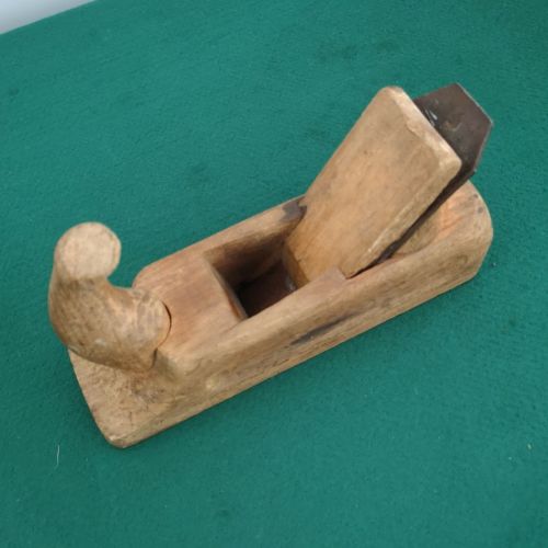 ANTIQUE 19th Century Wood Block Plane Primitive Woodworking Hand Tool Planer Pull Type