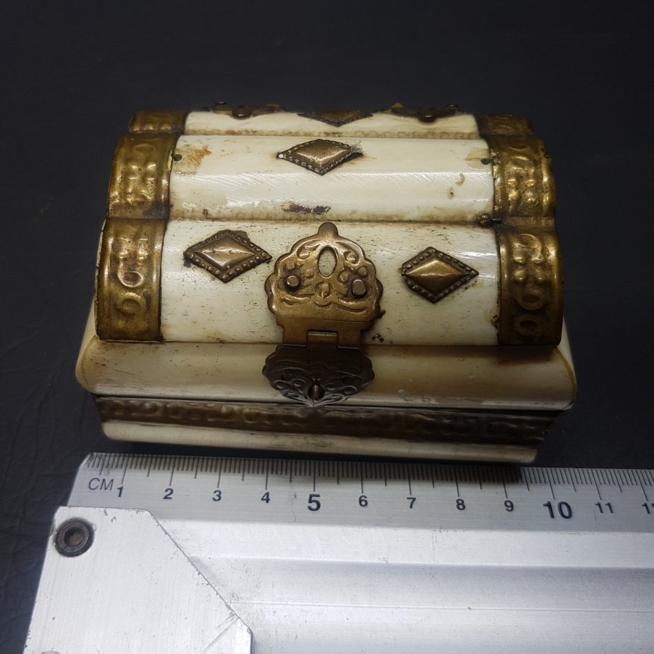 Bone Rare!!! Vintage Handcrafted Bone and Brass Trinket Box!!! was