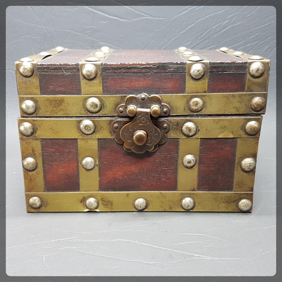 Oriental - Vintage Wood and Brass Oriental Treasure Chest Trinket Box ...