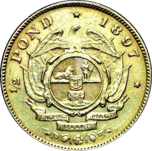 Halfponde - Premium ZAR Gold | 1897 ZAR 1/2 Pond AU | Lustrous | Sought ...