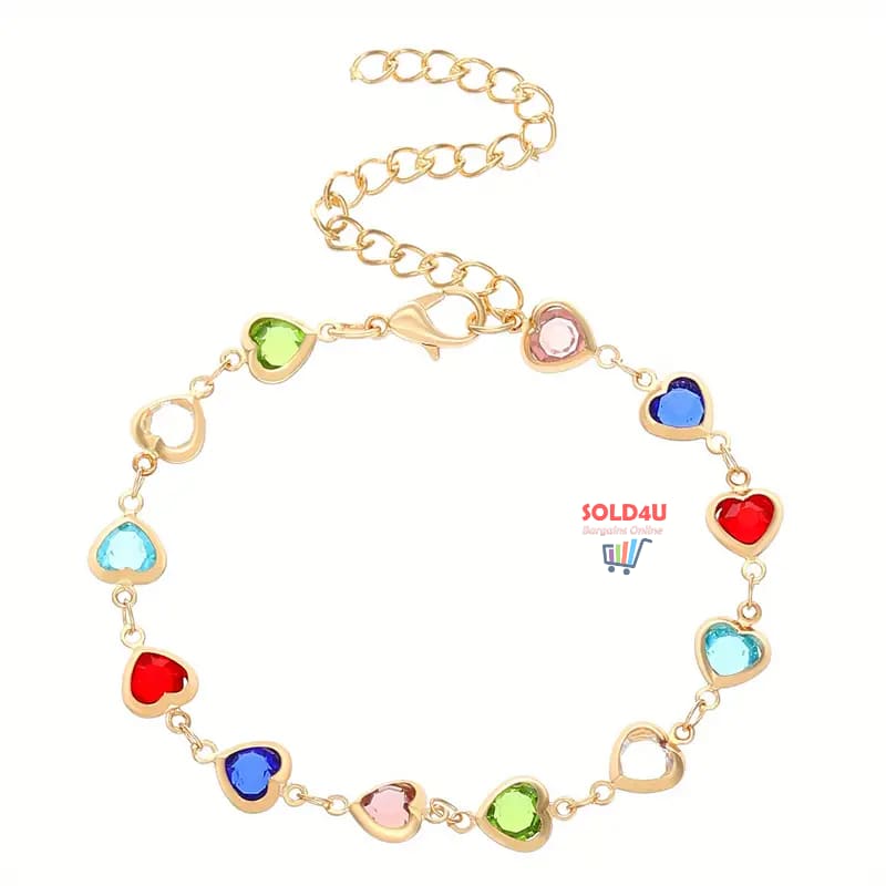 Love Heart Multicolor Zircon Bracelet Romantic Elegant Jewelry Ornaments