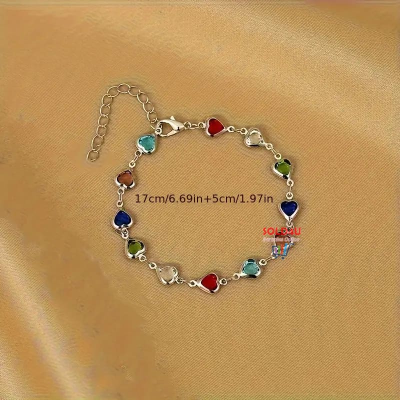 Love Heart Multicolor Zircon Bracelet Romantic Elegant Jewelry Ornaments