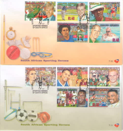 7.10 & 7.11 SPORTING HEROES 7TH SERIES FDCS AS ISSUED
