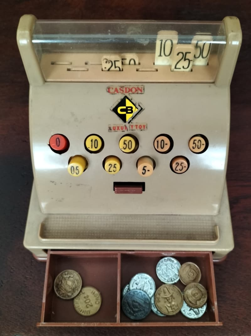 Vintage tin toy cash register