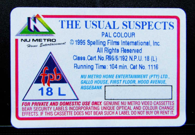 The Usual Suspects - Kevin Spacey - Movie VHS Tape (1995)