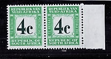 SOUTH AFRICA 1966 POSTAGE DUE 4c DARK GREEN and EMERALDVERY FINE UNMOUNTED MINT.CAT R95