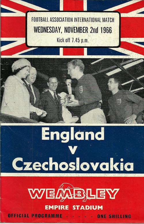 England v Czechoslovakia 1966 International Friendly Match Programme