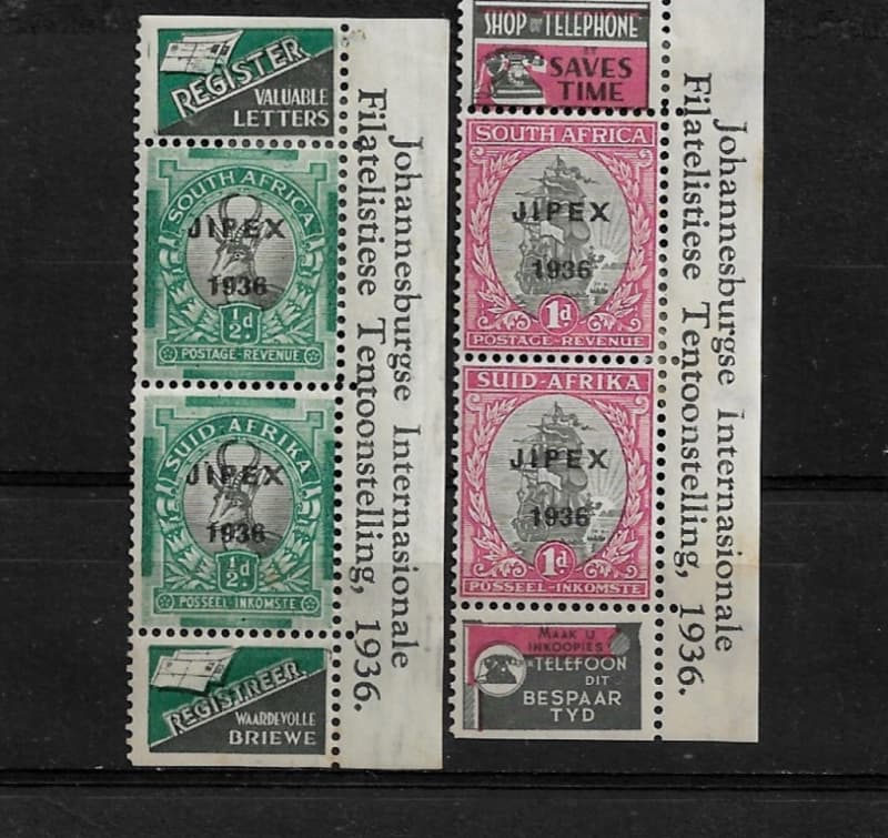 Union of South Africa - 1936 JIPEX Set of 2 Stamps Strips MH