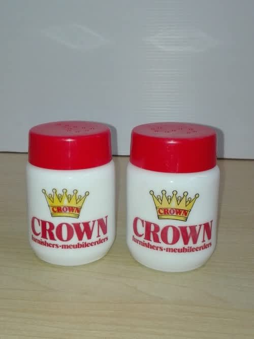 Crown Furnishers Milk Glass Salt & Pepper Shakers