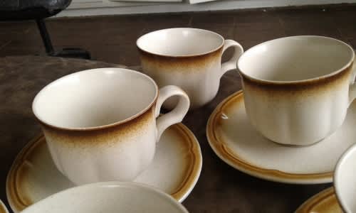 Vintage Japanese Stoneware Provincial By Mikasa Pattern JC000 Coffee Tea Set Mid Century Modetn