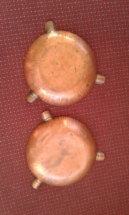 Two Vintage Mid Century Modern Copper Ash Trays