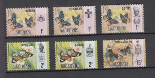 Lot of 6  - CIRCA 1971 Malaysia Stamps