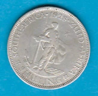 1928 Silver South Africa One Shilling.