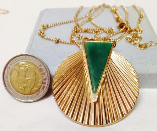 NECKLACE - Egyptian Sunburst PENDANT gold Tone Metal on chain LOOK At My BUY NOW items NO WAIT