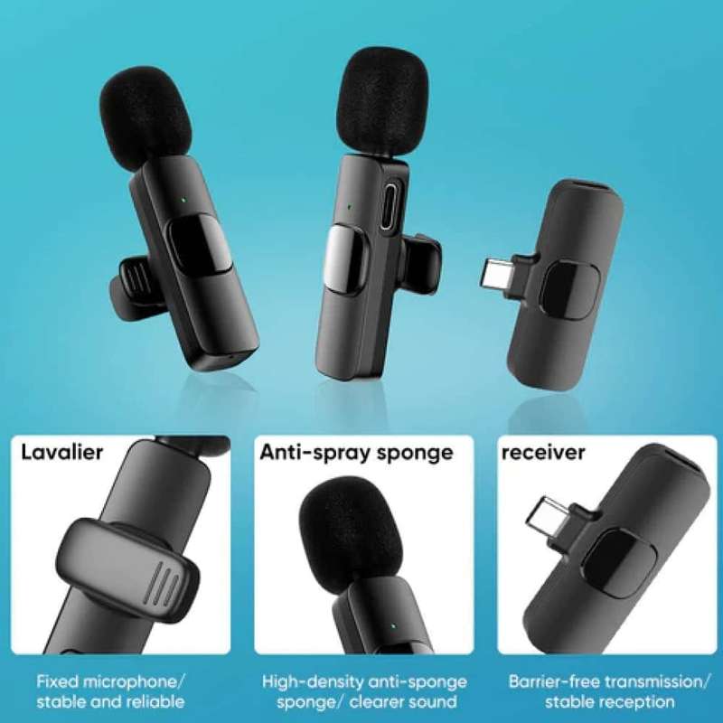 Wireless Microphones AE62 K8 Wireless Lavalier Microphone Type C
