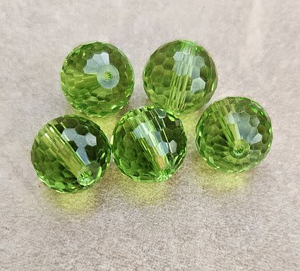 10pc x 10mm Green / Imitation Crystal / Round Faceted Beads
