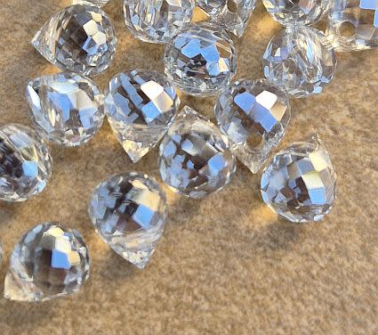 20 pc x (6x5mm) Light Steel Blue Electroplated  Teardrop Faceted Glass Beads   - Top Drilled