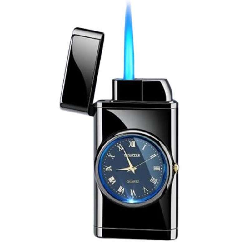 Other Camping & Outdoors Refillable Gas Flame Lighter with Clock was
