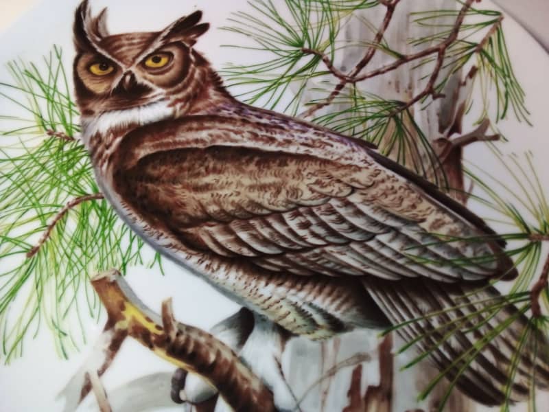 Owl Design Plate with Imperial Imari Sticker