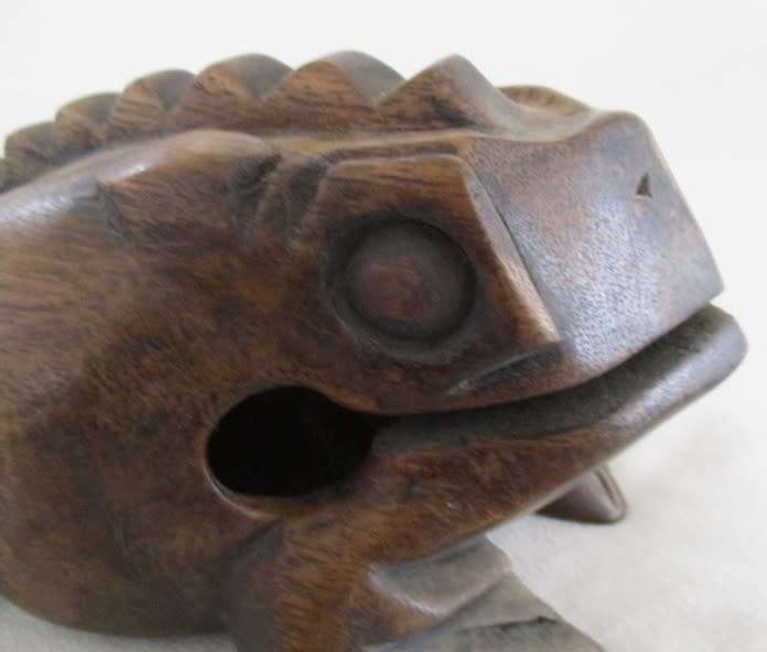 Drums & Percussion - Large vintage Thailand wooden Lucky Frog Guiro ...