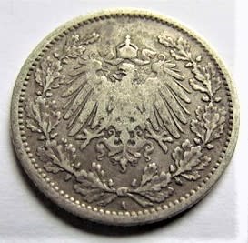 1905(A) GERMANY 1/2 MARK **SILVER**