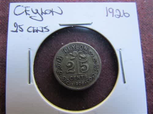 1926 Ceylon 25 Cents Silver