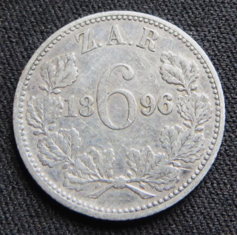 ZAR 1896 6d Sixpence SILVER