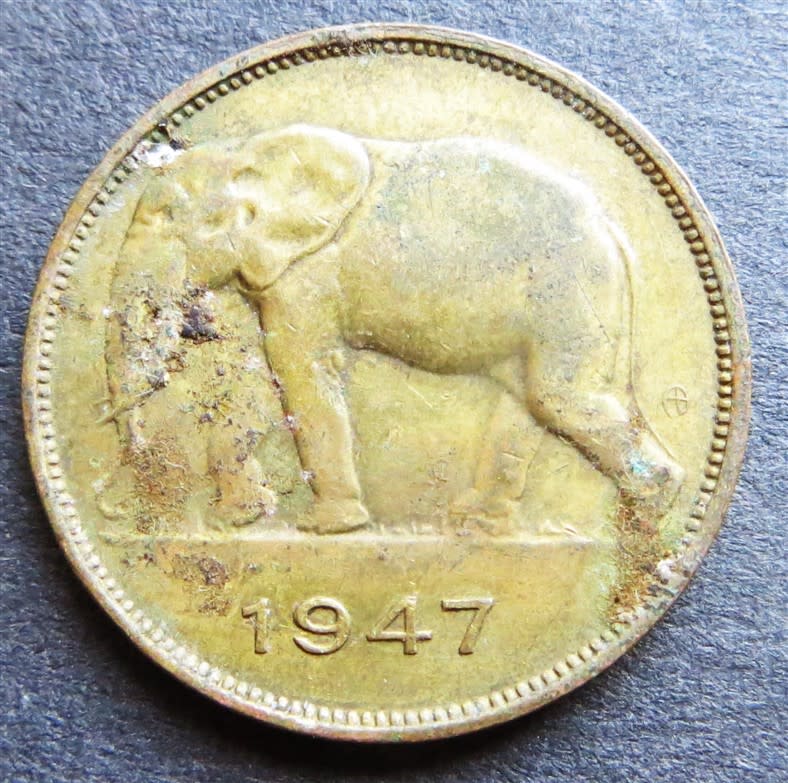 1947 Belgian Congo 5 Francs