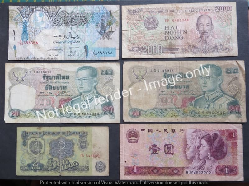 6 x World bank Notes - 1 Bid - China+