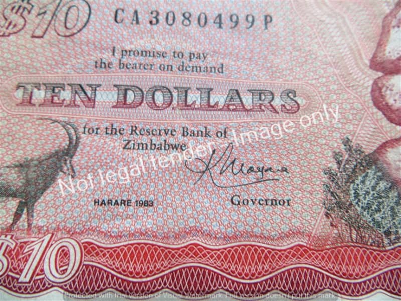1983 Harare Zimbabwe $20 + $10 bank Note