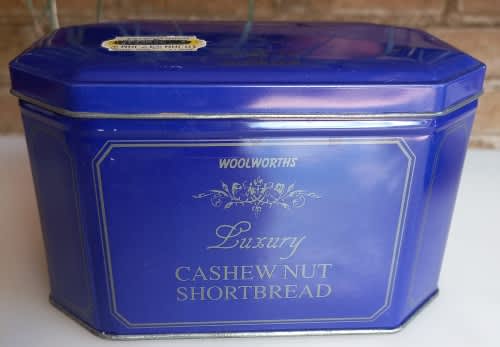 Woolworths luxury cashew nut shortbread tin