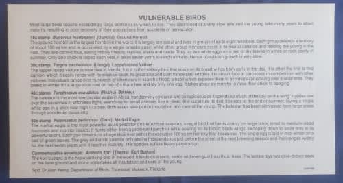 First day envelope: Vulnerable birds Venda