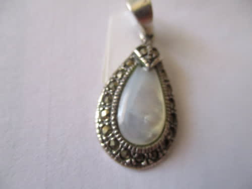 925 -Sterling Silver Marcasite and MOP Pendant