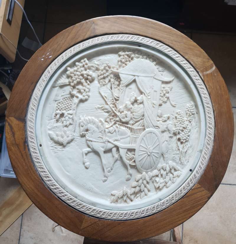 Sculptures & Carvings ANTIQUE HAND ENGRAVED HIGH RELIEF SIGNED