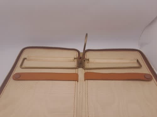 Vintage slim Leather Tie Travel case 152mmx355mmx20mm