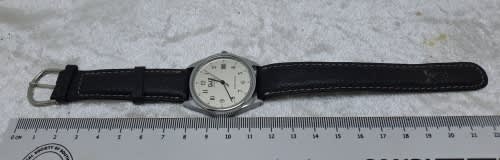 Pre-owned Q&Q Quartz Watch With Leather Strap -Japan Movement-Working