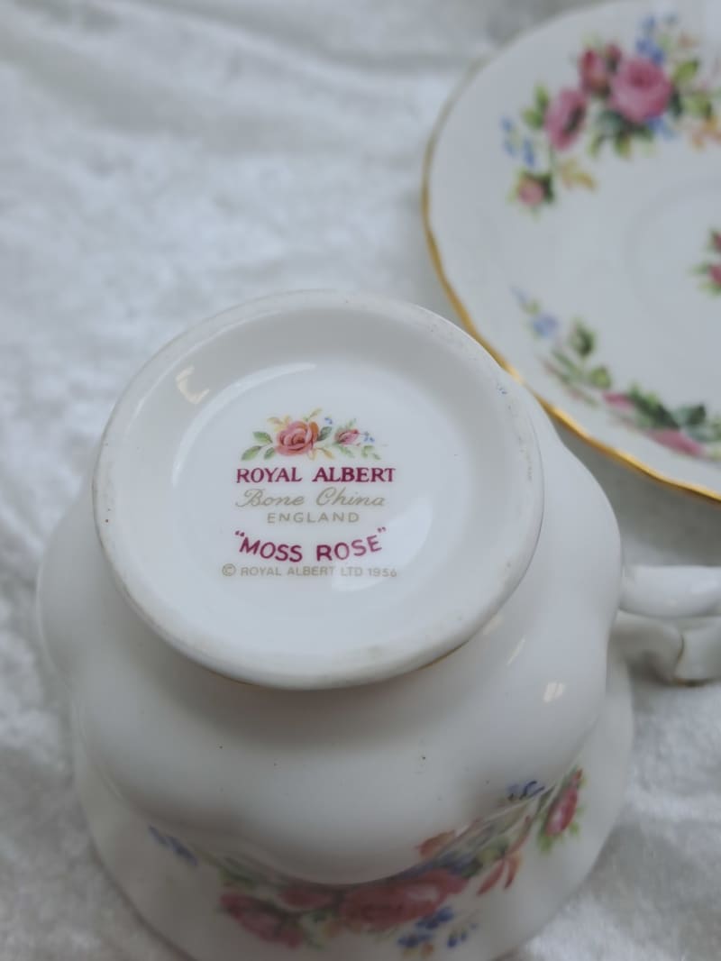 Vintage Royal Albert `Moss Rose` Bone China Tea Trio