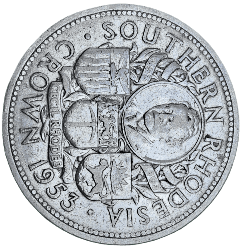 1953 Southern Rhodesia Silver 1 Crown -100th Birthday of Cecil Rhodes-