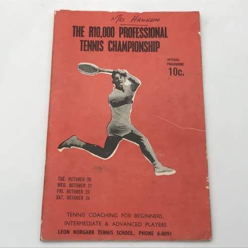 Vintage Tennis Championship booklet signed by Rod Laver, Frank Sedgman, Andres Gimeno, Earl Buchholz