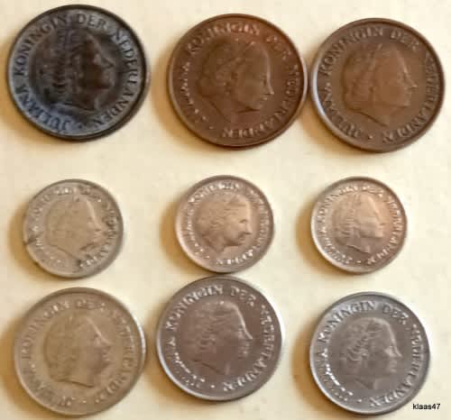 Netherlands - Mixed Lot of 9 Coins (5c 10c and 25c)