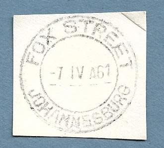 1961-Fox Street Johannesburg Cancel/Postmark/Post Mark