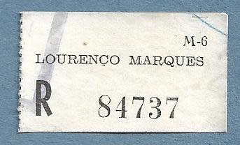 Registration Label-Lourenco Marques R 84737