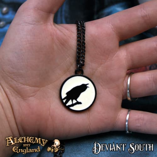 Last Chance! Alchemy Gothic P735 Caw at the Moon ~ Fine English Pewter pendant necklace